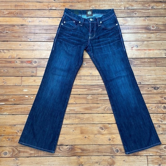 ROCK & Republic dark blue Henlee  jeans with a button fly skull head rock biker - Picture 3 of 15